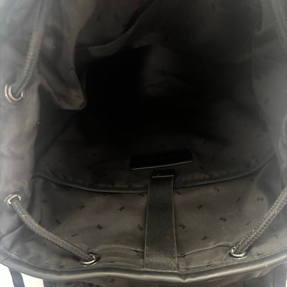 Michael Kors MK Black Nylon Leather Cooper Backpack Logo Patch Buckle Flap Bag main image 9